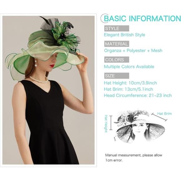 Women's Kentucky Derby Church Dress Hat 03-light Green - Picture 3 of 7